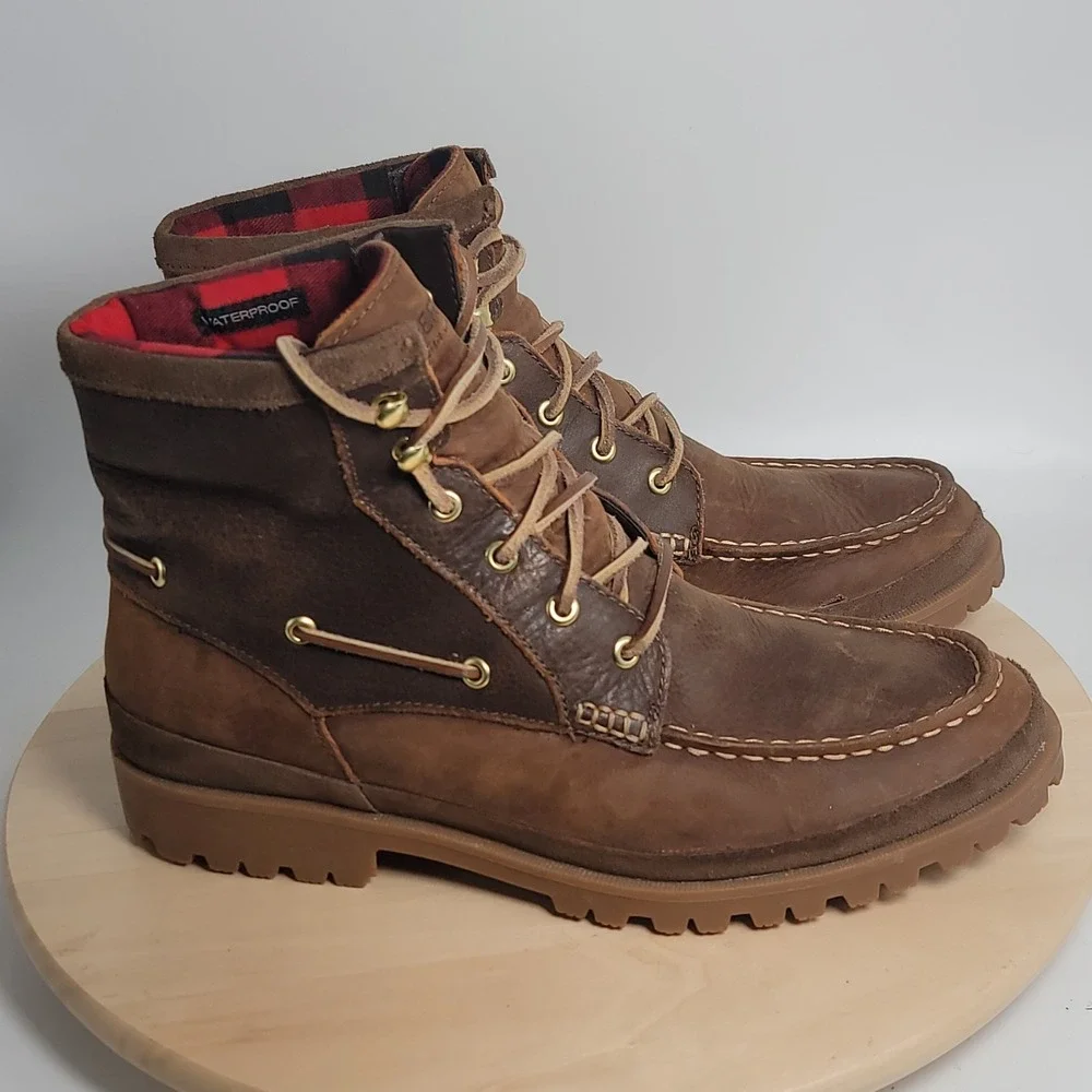 Sperry AO Lug Boots Leather Men's US8 Brown Waterproof Chelsea Size 10.5